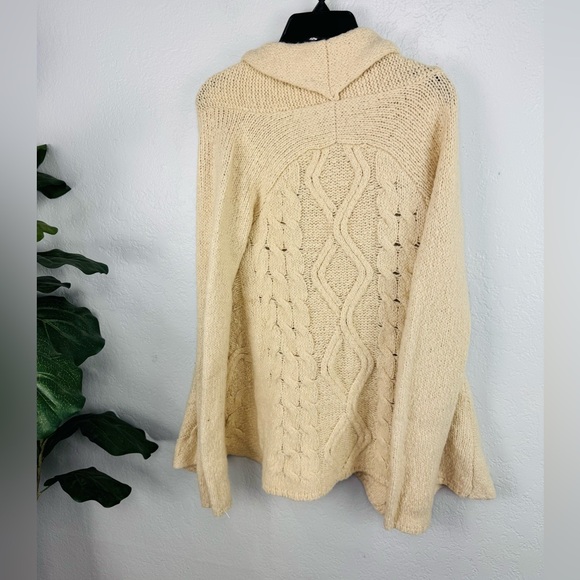 Free People Far Away Cable Knit Cardigan Sweater Boho Wool Blend Tan XS - Picture 10 of 11